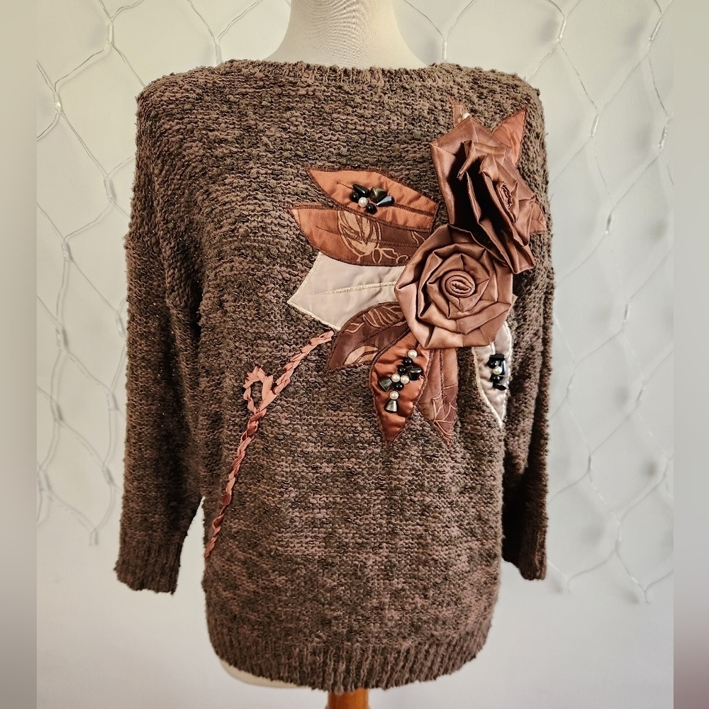 Vintage Bonnie & Bill by Holly Boucle Sweater • Embellished • Size Medium